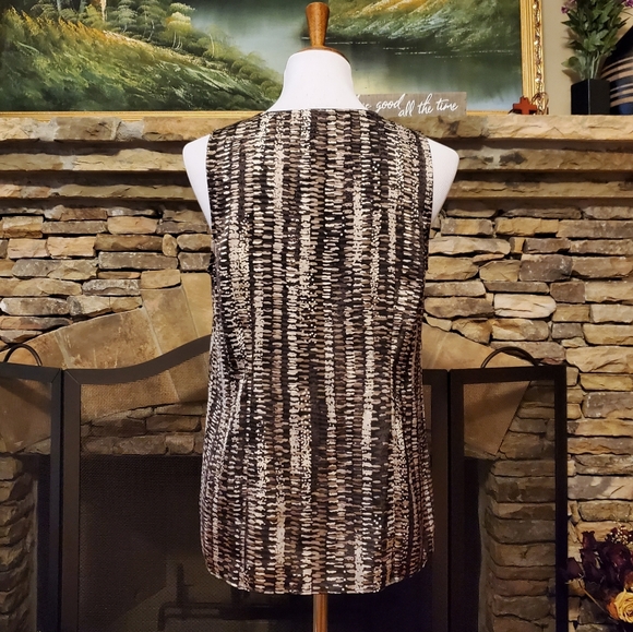 Ann Taylor Animal Print Mesh Ruffle Sleeveless Tank Top - Picture 5 of 9